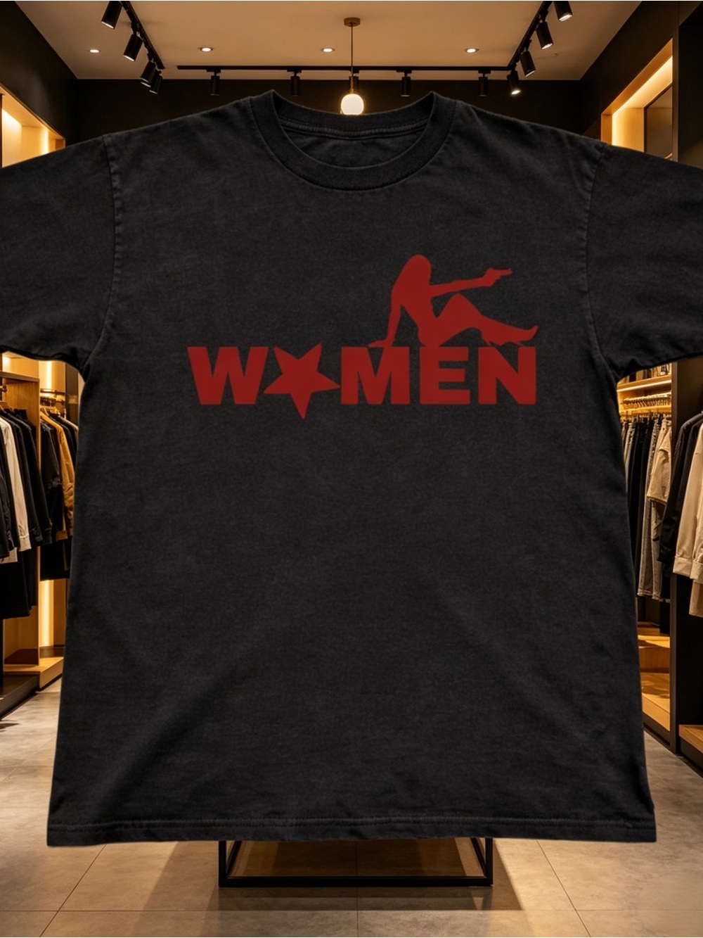 Women slogan graphic black t-shirt red statement print unisex tee Black T-shirt